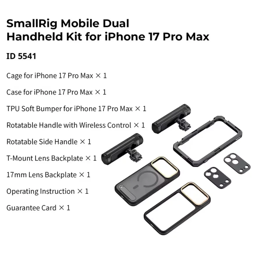 SmallRig 17 Pro/Pro Max Cage Kit Mobiele videokooi voor iPhone 17 Pro / Pro Max Flagship Edition met kooi en hoesje togeher 5542