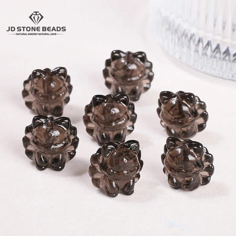 

1 шт. натуральный ледяной обсидиан, резная девять хвостовых лисиц, форма бусины с отверстием, кулон для изготовления ювелирных изделий «сделай сам», ожерелье, браслет, аксессуары