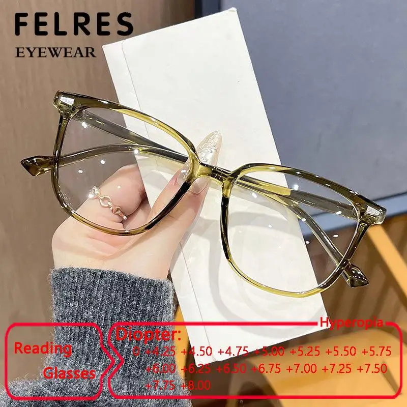 

﻿ Green Frame Blue Light Blocking Reading Glasses High Strength +4.25 to +8.0 Presbyopic Eyewear Antifatigue Computer Eyewear