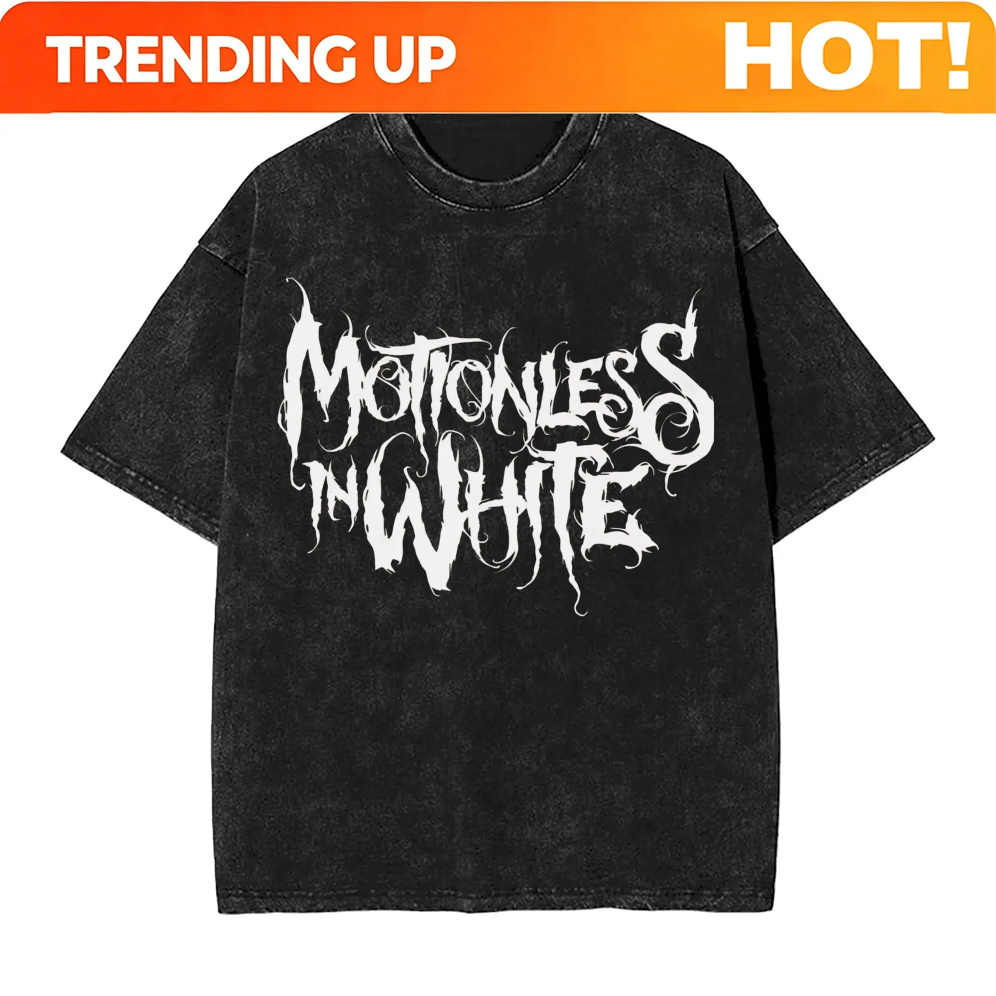 Customization Washed T Shirt Motionless In White Novelty T-Shirts Harajuku Heavy Metal Band Streetwear 100% Cotton Summer Tees F