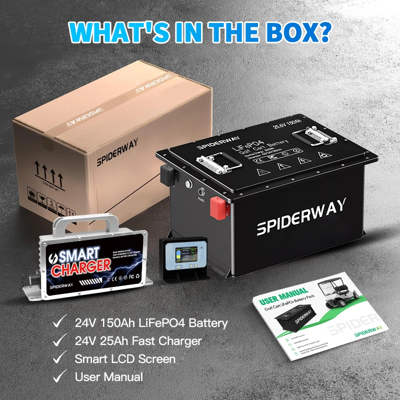 24V/25.6V 150Ah Lithium Battery With Charger 6000+ Cycles Max. 7.68kW For Genie JLG Scissor Boom Vertical Mast Lift