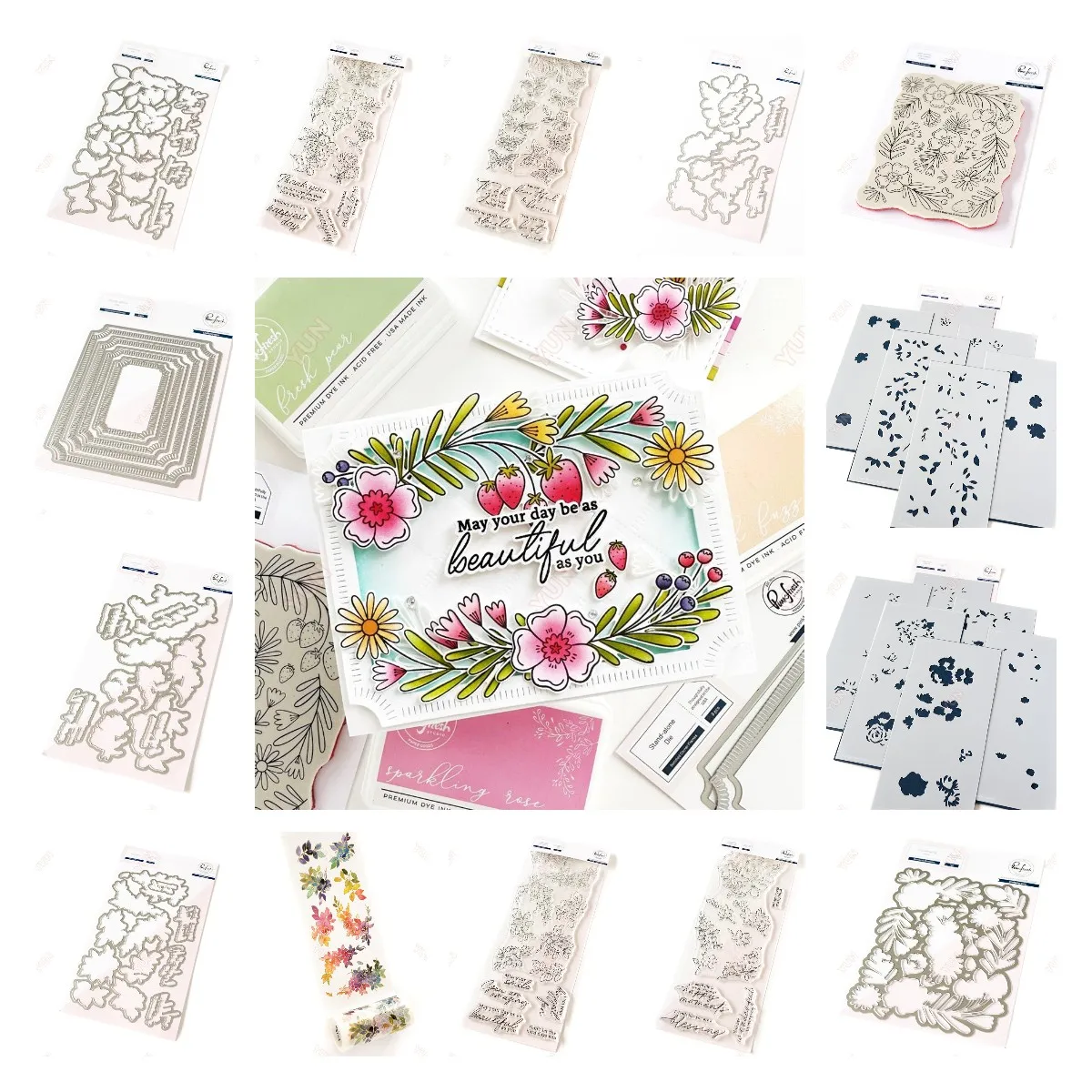 March New Notched Corner Frame Metal Cutting Dies Stamps Stencil DIY Scrapbook Crafts Decoration Fluttering Butterflies Sakura