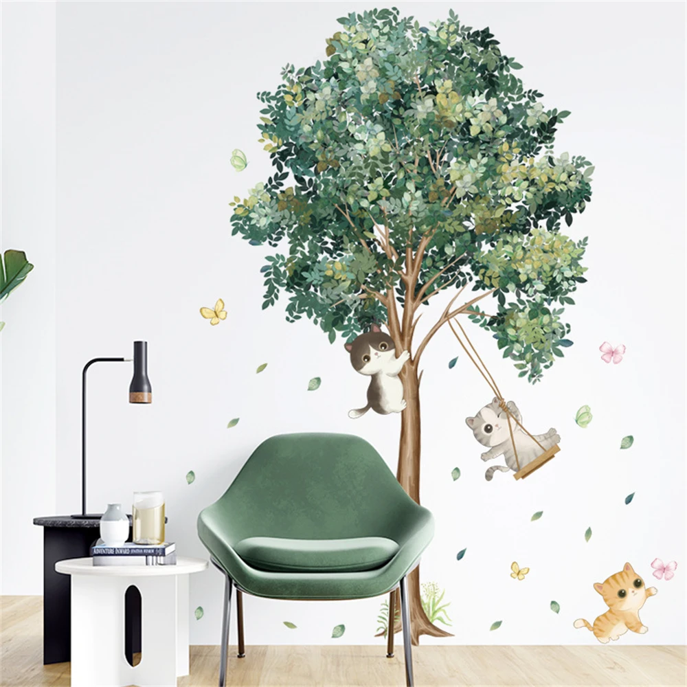 Childrens Room Wall Decoration Is Cute Cute Cat Plant Wall Sticker Children's Room Sticker Bedroom Decoration Wal Pvc Sticker