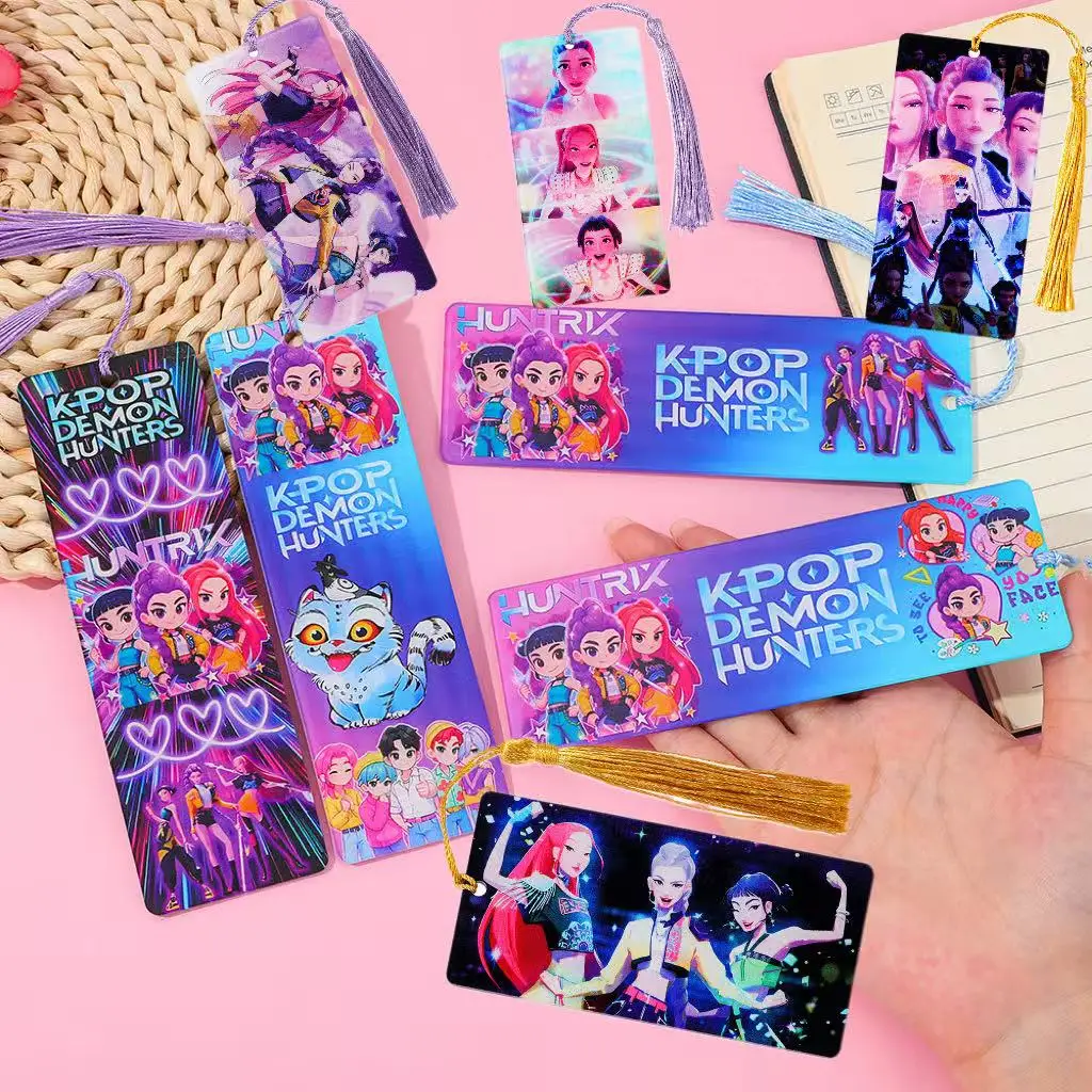 K-POP شيطان الصيادين أنيمي الملونة تصميم شرابة الملحقات مع شرابة تحصيل هدية القراءة علامة للطلاب تذكار #1