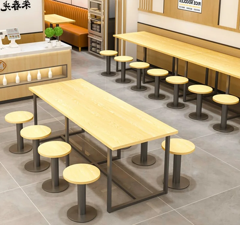 New Design Restaurant Furniture Foshan Wholesale Cafe Shop Tables and Chairs Fast Food Nightclub Booth Couch Wood Dining Table