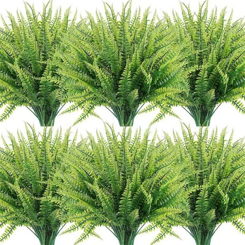 Artificial Boston Fern Plants Fake Boston Ferns Bushes Artificial Shrubs Outdoor Greenery UV Resistant Plants Faux Plastic Plant