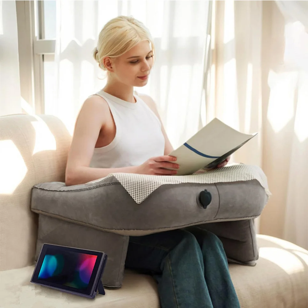 Inflatable Reading Pillow Foldable Arm Rest Pillow Portable Adjustable Lap Desk Pillow For Reading Working Sitting In Bed Sofa