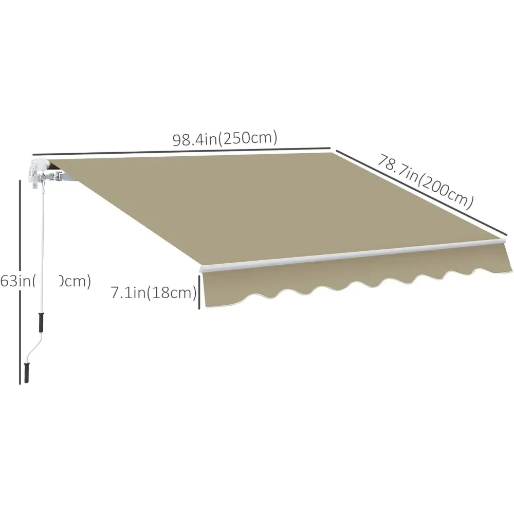 Imagem -05 - Toldo do Pátio Retrátil para Camping Exterior Manual Sun Shade Capa da Janela Tenda Dobrável Malha Bege ao ar Livre 8x7