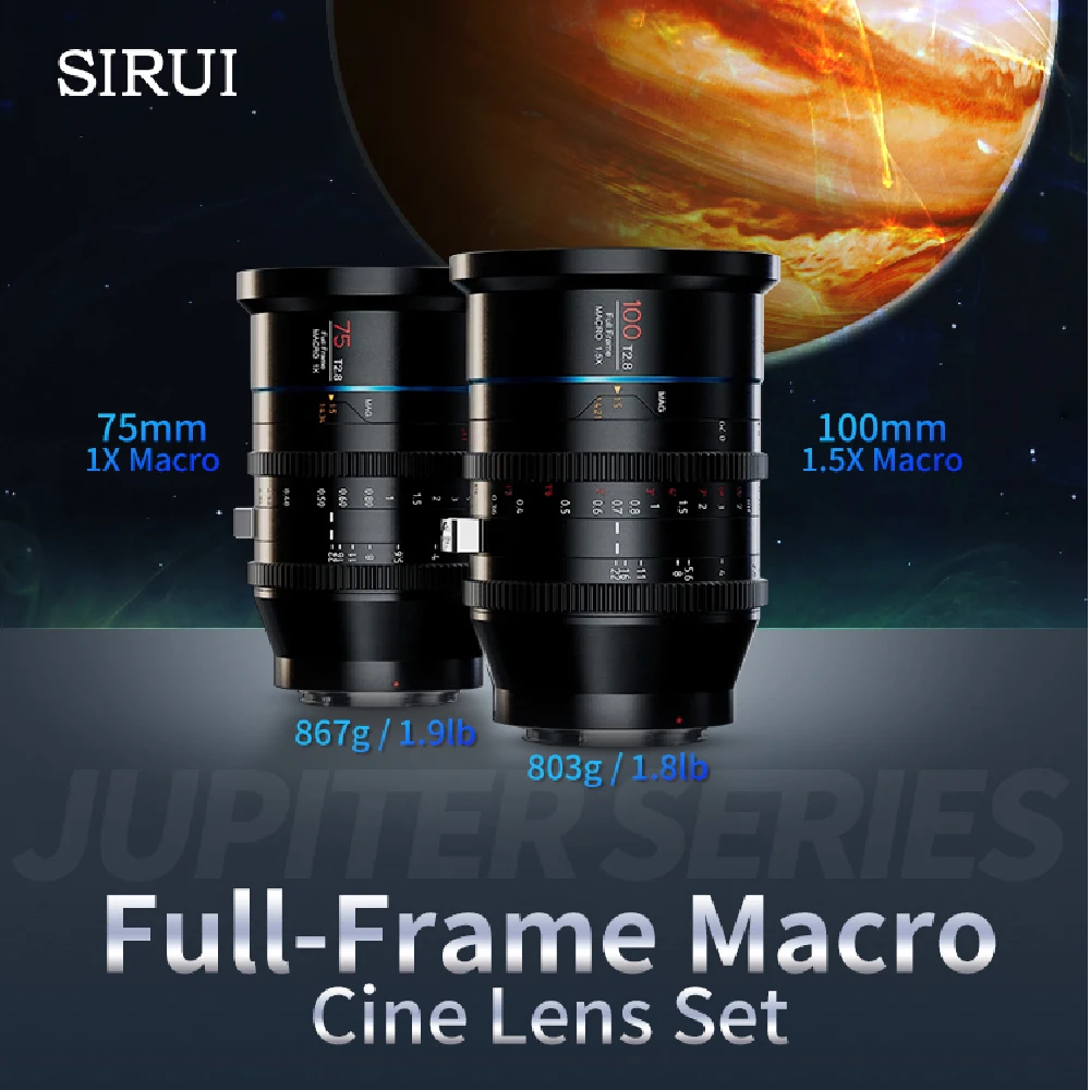 

SIRUI Jupiter 24mm 35mm 50mm T2 75mm T2.8 1:1 100mm T2.8 1:1.5 Full Frame Macro Cinema lens For EF PL Cine Cameras