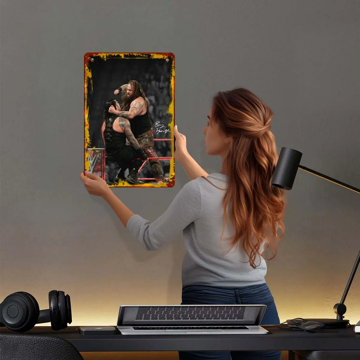 Bray Wyatt Vs. Romain Reigns Metal Sign Sports Poster Wall Decoration Items Custom Tinplate Signs for Wall Art Decoration Plates