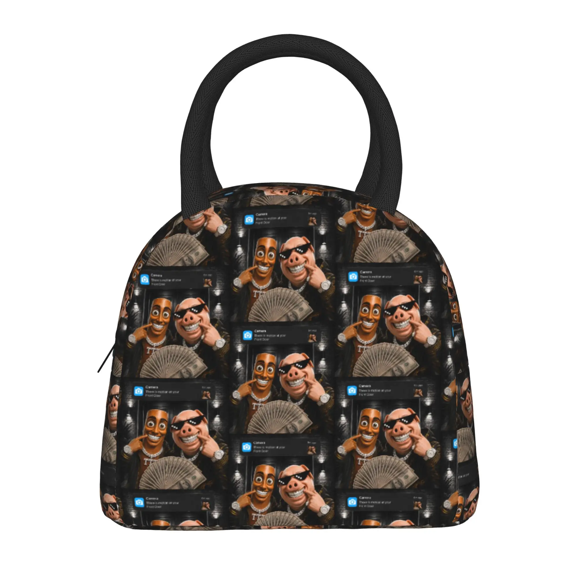 Tung Tung Tung Sahur John Pork Motion At Your Front Door Lunch Bag Fun Lunch Box Office Portable Thermal Tote Handbags For Men