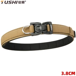 TUSHI New Metal Tactical Belt For Men Elastic Nylon Hard Gun Belt Military Belt Jeans EDC Outdoor Sports Girdle IPSC Accessories
