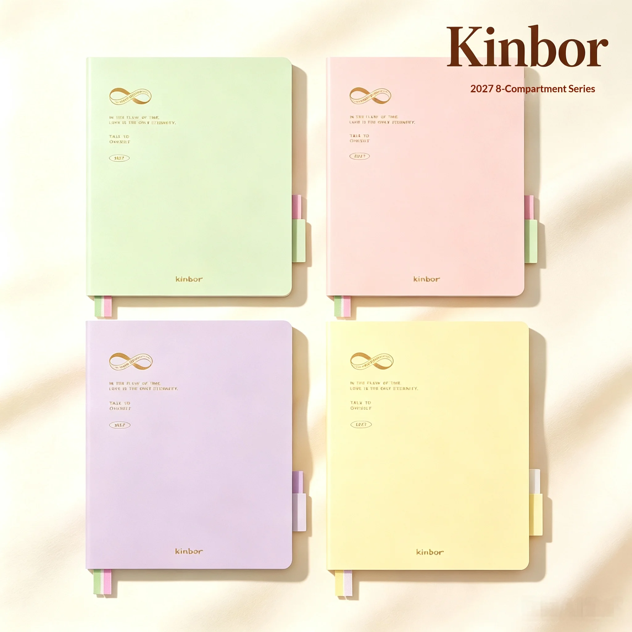 Kinbor 2027 Eight-Grid A5 Planner Notebook 52g Bawchuan Paper Leather Hardcover Weekly Monthly Schedule Diary Diary Agenda Book