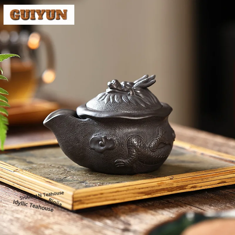 

190 мл Ретро Исин Фиолетовые Глиняные Чайники Ручной Работы Ручной Захват Сырой Руды Камень Желтый Грязевой Чайник С Фильтром Китайский Чайный Набор Цзыша