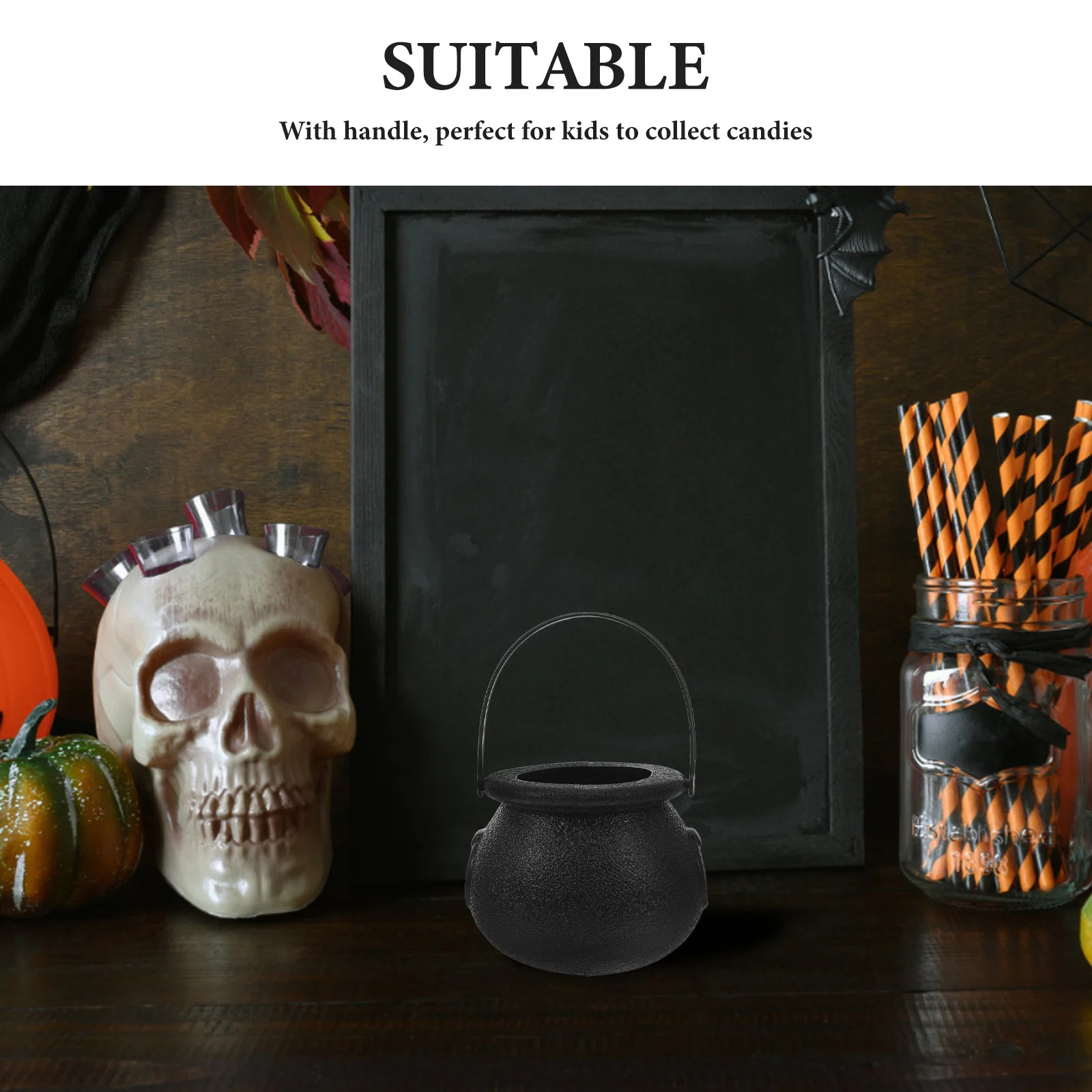 10 قطع من دلاء حلوى الهالوين السوداء الصغيرة، حوامل حلوى مرجل ساحرة مثالية لدلو الهالوين للأطفال
