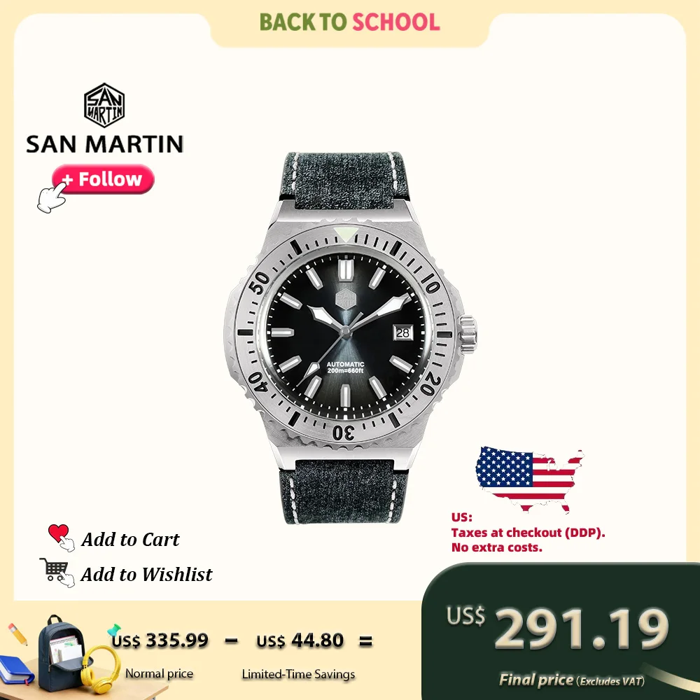 

San Martin 42 мм Роскошные дайверские часы PT5000 Автоматические механические часы для мужчин с сапфиром Нержавеющая сталь 316L 20 бар SN0055