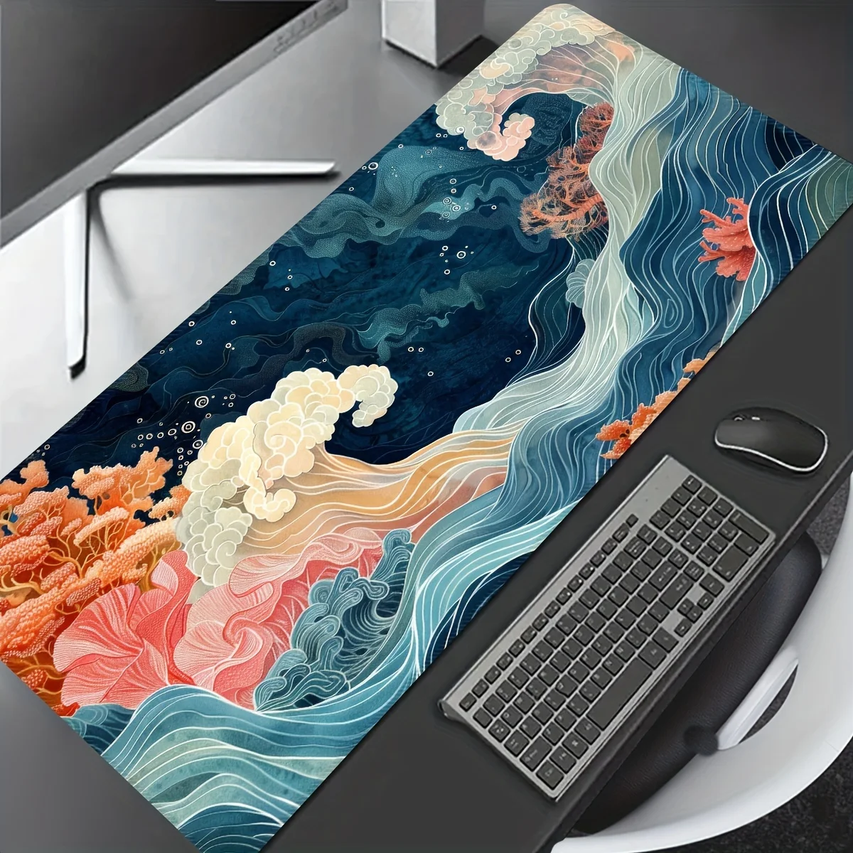 

Extra Large Gaming Mouse Pad,coral and Marine Design Table Pad,non-slip Rubber,stitched Edges,suitable for Office Home Computers