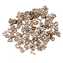 Wooden Numbers Embellishments 100Pcs 0-9 Number Wood Crafts Making for Home Festival Arts Crafts DIY Decor Displays DropShipping