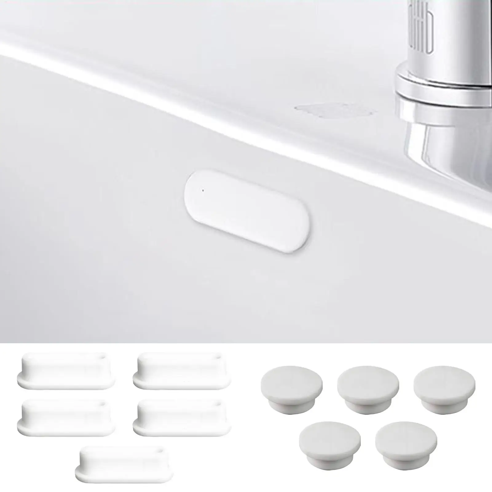 5pcs Bathroom Rubber Wash Basin Overflow Ring Kitchen Sink Washbasin Drain Seal Stopper Bathtub Drain Cap Plug Accessories