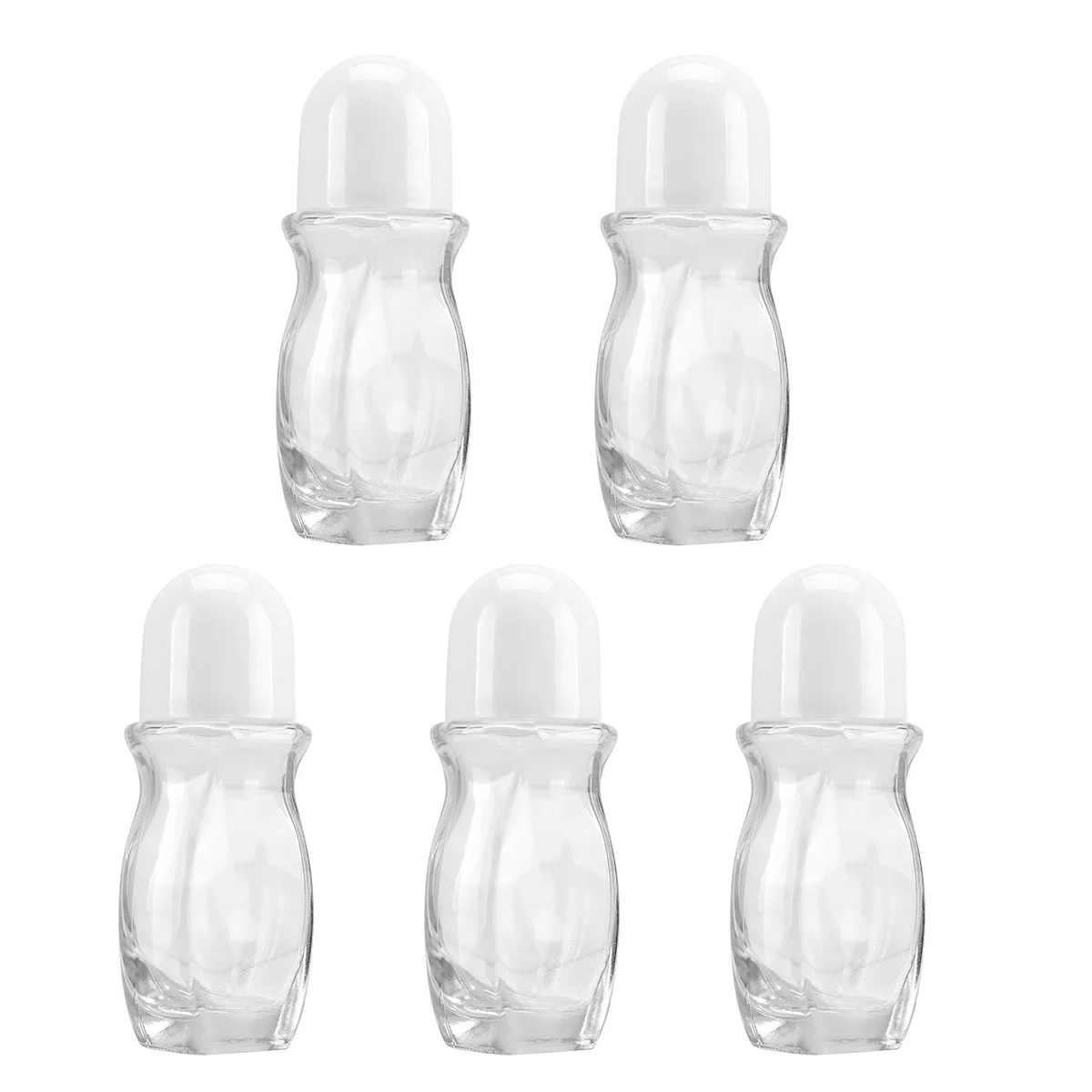 

5Pcs 50Ml Roll-on Bottle for Essential Oils Refillable Portable Leakproof White Glass Empty Bottles Travel Subpackaging