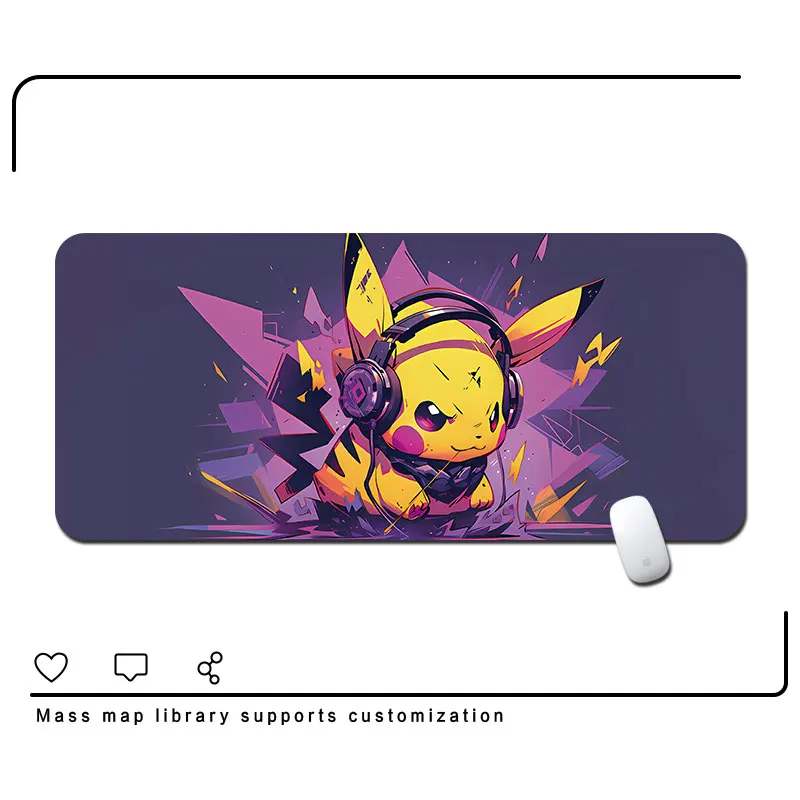 Alas Mouse Pikachu Kulit Keren Alas Meja Anime Pokémon Kulit Anti-selip Alas Keyboard Tahan Air Aksesori Komputer PC Gamer
