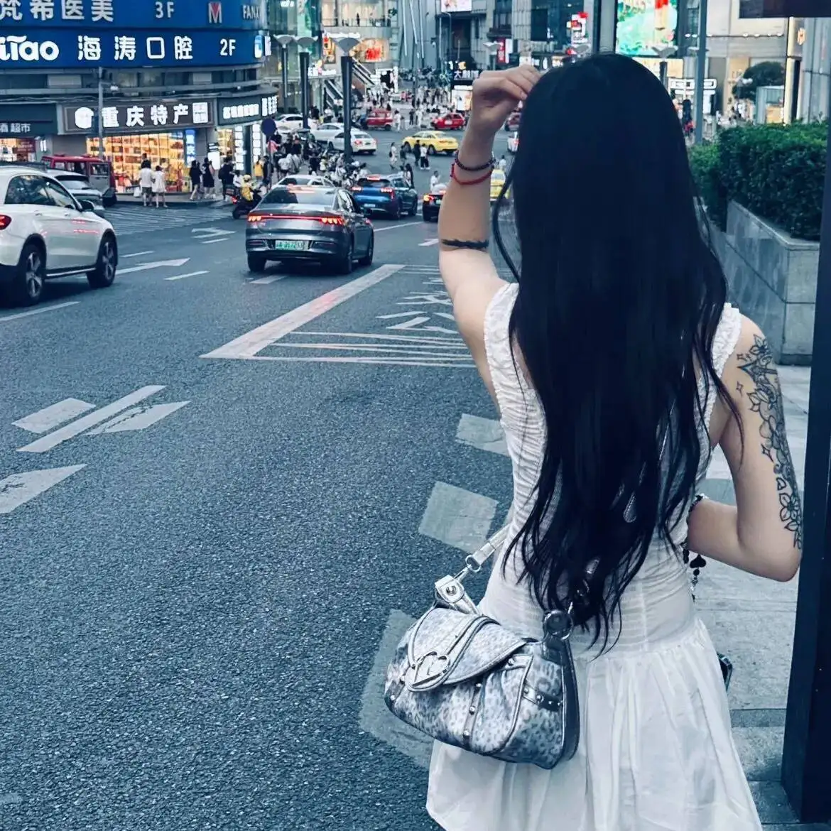 Bloom Leopard Print Y2k Handbag Women Hot Girl Heart Large Capacity Sier Shoulder Bags Purse Ladies Vintage Crossbody Bag