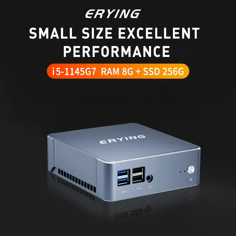 ERYING Mini PC i5-1145G7 MU05 + 8GB RAM + 256G NVME SSD Set For Windows 11 Gaming Desktop Computer