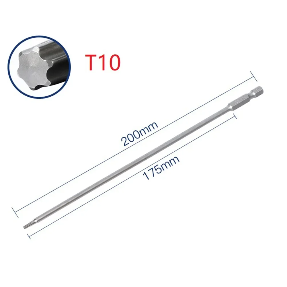 

1/6 шт. отвертка Torx, магнитная 200 мм T15 T20 T25 T27 T30, 1/4 дюйма, шестигранный хвостовик, твердая электрическая дрель, ручная отвертка, инструмент