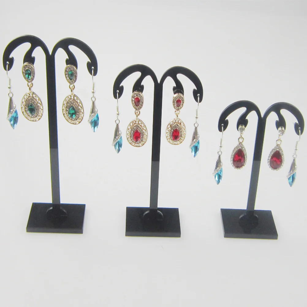 

3 шт., 2 комплекта, акриловый держатель для серег, черная подставка для демонстрации серег, органайзер для ювелирных изделий, стойка для хранения серег-гвоздиков и висячих серег