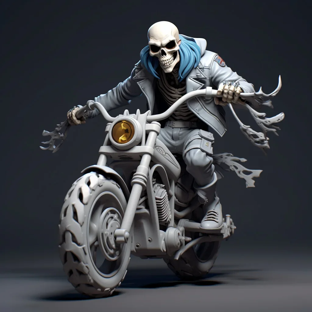 New Halloween skull doll resin decoration motorcycle skateboard style  living room decoration