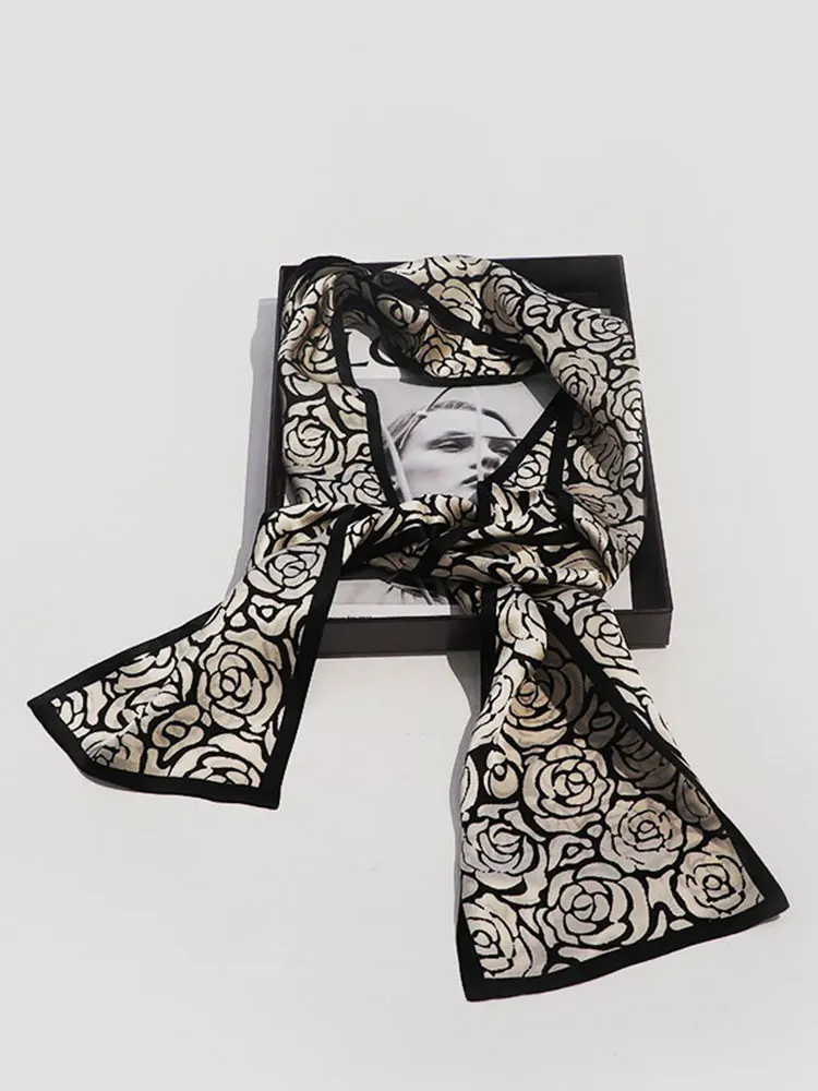 

100% silk ribbon with mulberry silk texture, double-layer double-sided versatile retro decorative scarf, long silk scarf