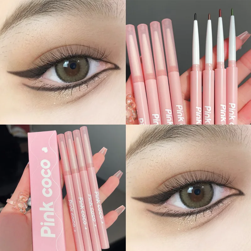 Ultra Thin Silky Matte Liquid Eyeliners Waterproof Non Smudging Lasting Lying Silkworm Eyes Liners Eyes Make Up Black Brown Pink