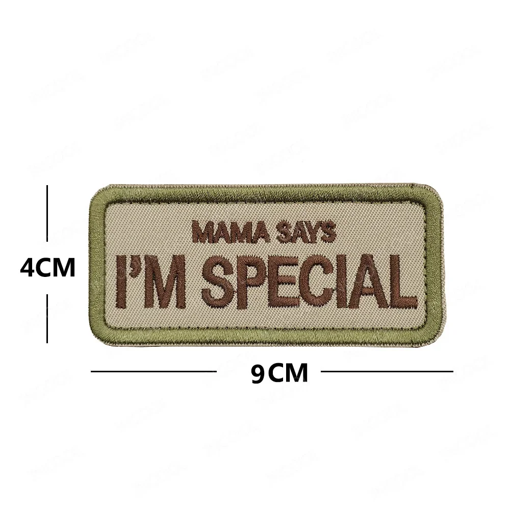 Mama Dad Says I\'m Special Embroidered Patches Mom Dad Classic Saying Badges Appliqued Hook Loop Embroidery Patches For Clothing