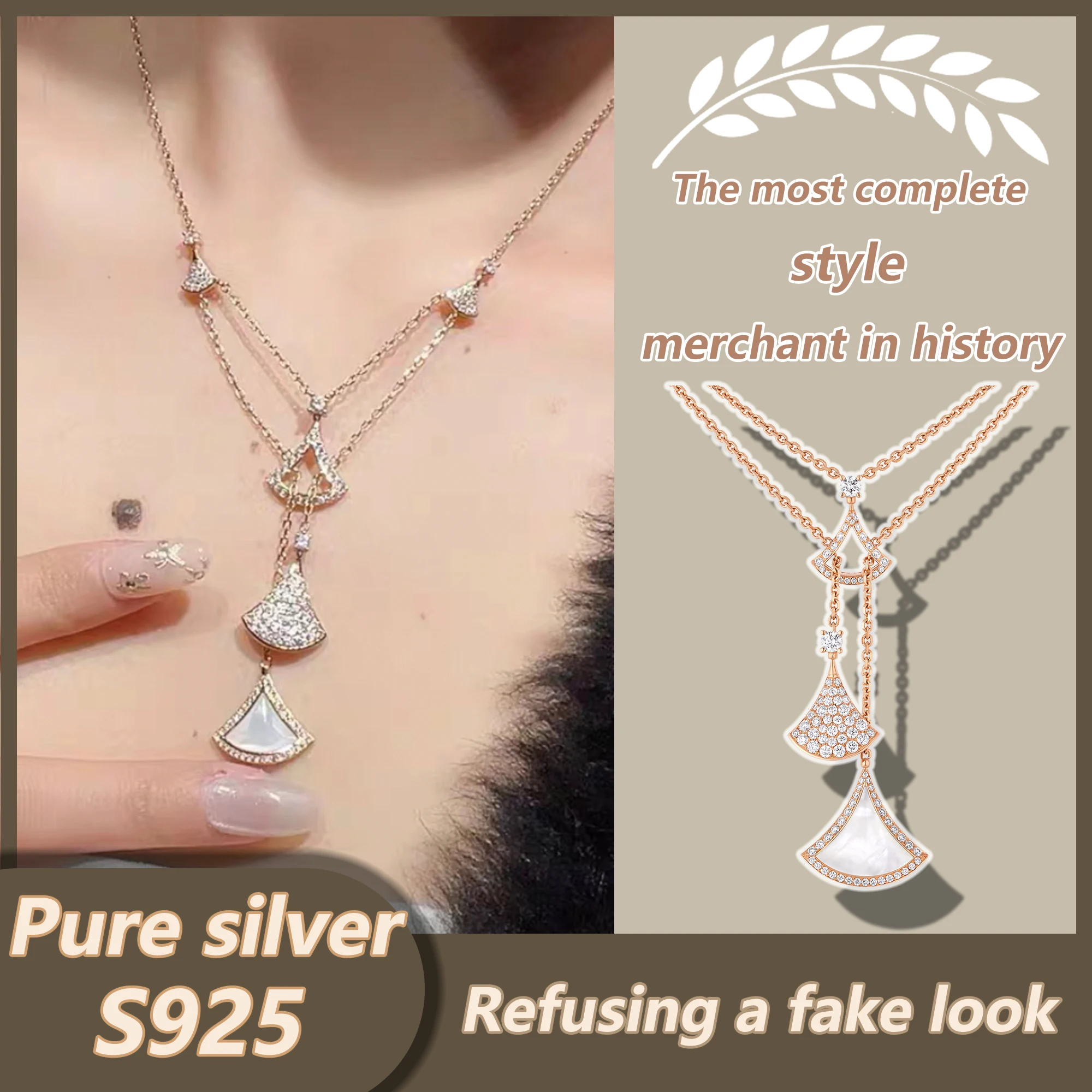 

Легкое роскошное веерообразное колье с подвеской в форме бриллиантов из чистого серебра S925, изысканное роскошное ожерелье серии Divas' Dream