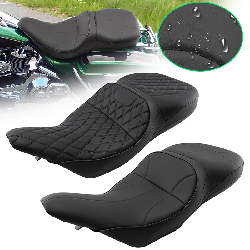 

Черные аксессуары для мотоциклов для Harley Touring Electra Glide Classic 1997-2007, передние подушки сиденья водителя и заднего пассажира с двумя подушками