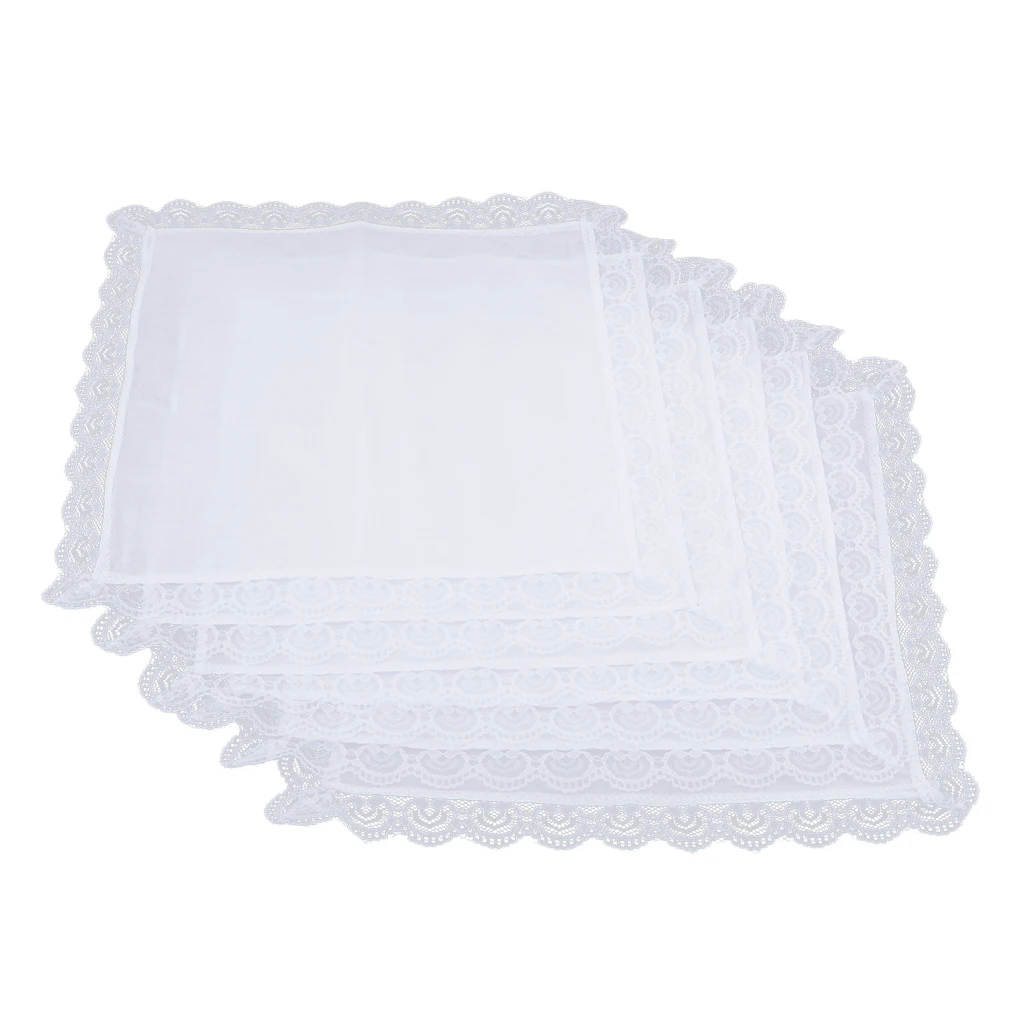 White Cotton Lace Handkerchief Bundle Absorbent Pocket Hankies Classic Hankie for Suit Wedding Formal Occasions