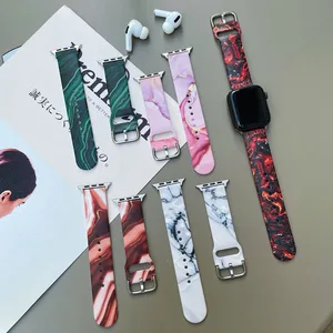 Print Silicone Strap For Apple Watch band 45mm 41mm 44mm 40mm band 38mm 42mm belt Bracelet correa For Apple Watch 7 6 SE 5 4 3