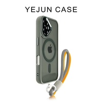 Luxury Magnetic Metal Lens Bumper Protection Case For iPhone 16 15 14 13 12 16 ProMax Hand rope Wireless Charge Hard Clear Cover