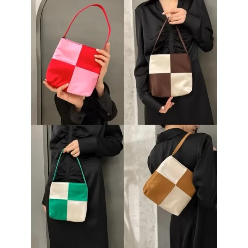 

Bags for Women 20024 New Niche Retro Satin Color Matching Women's Bags Armpit Handbags