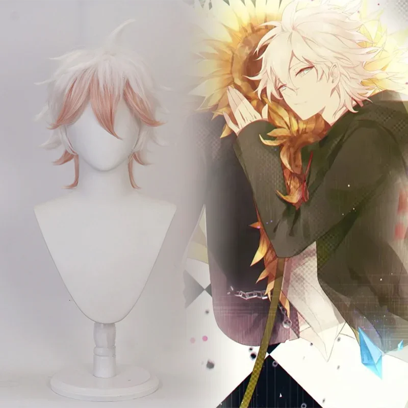 コスプレ衣装,大人男性用ショートウィッグ,白,赤,ハロウィンアクセサリー