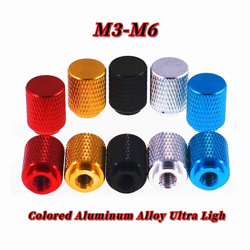 Color Aluminum Heighten Knurled Thumb Nut Blind Hole Extended Step Hand Tighten Nut Adjusting Nut For DIY/Model ( M3 M4 M5 M6 )