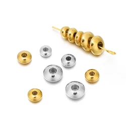 50/20Pcs Stainless Steel Flat Round Beads Wheel Spacer Beads Large Hole Beads DIY Charms Beads for Jewelry Making Findings
