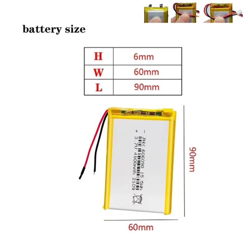 606090 3.7V 4000MahOplaadbare Lithium Polymeer Lipo Batterij Voor Powerbank Power Bank Mp4 Psp Pad Mavigator Robot Tablet Laptop