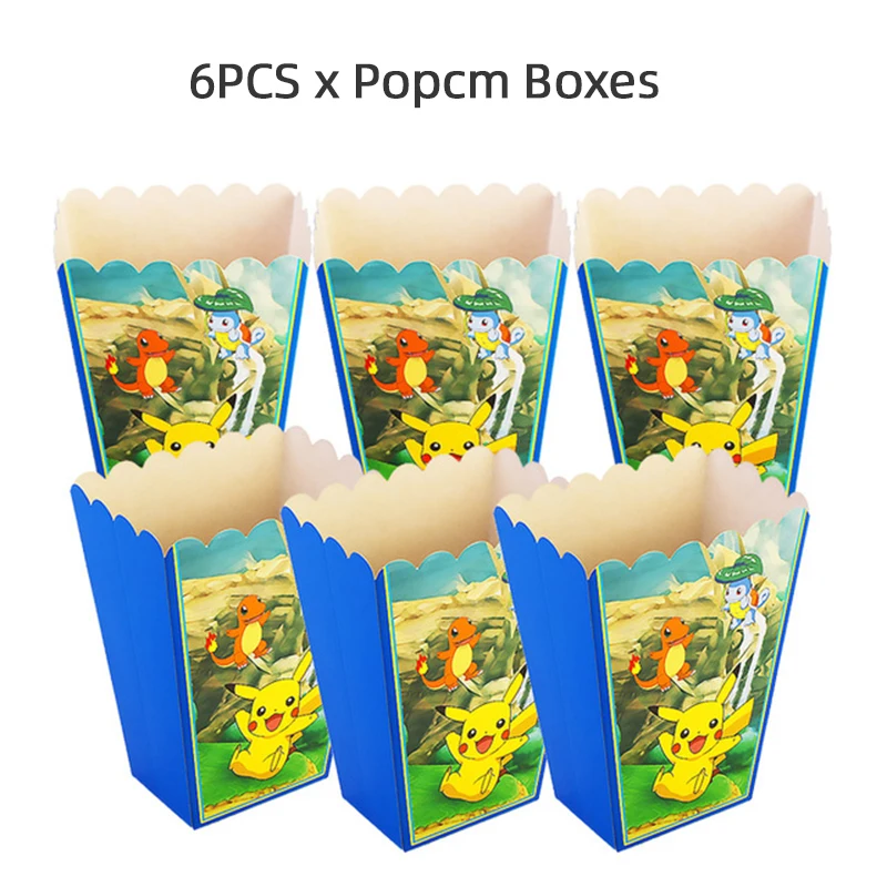 Cartoon Pikachu Pokemon Birthday party Disposable Decorations Party Tableware Set Paper Cups Plates Forks Kids Party Supplies