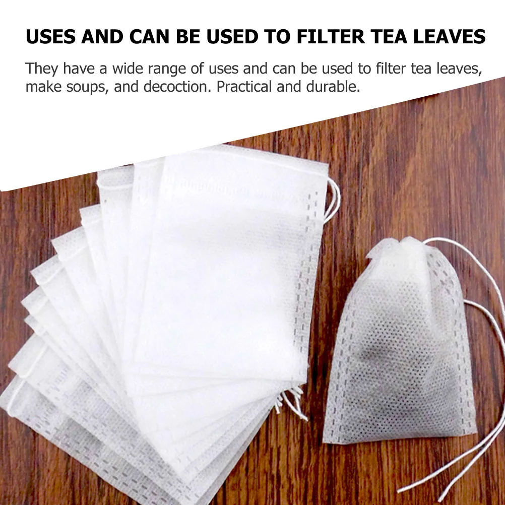 

100Pcs Non-Woven Tea Bags Disposable Drawstring Filter Pouches for Cold Brew Tea Herbal Seasoning Kitchen Tools