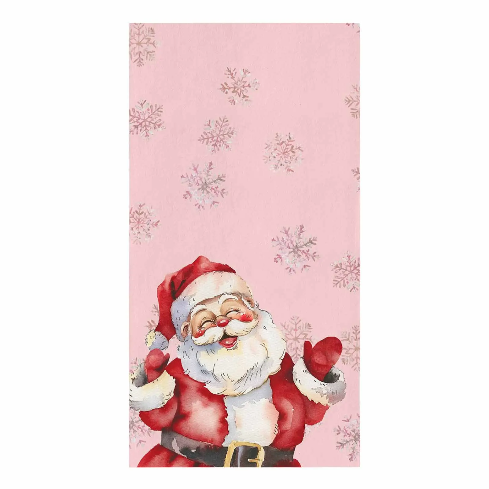 Christmas Watercolor Snowflake Retro Santa Claus Printed Hand Towel Kitchen Dishcloth Water Absorption Household Cleaning Cloth