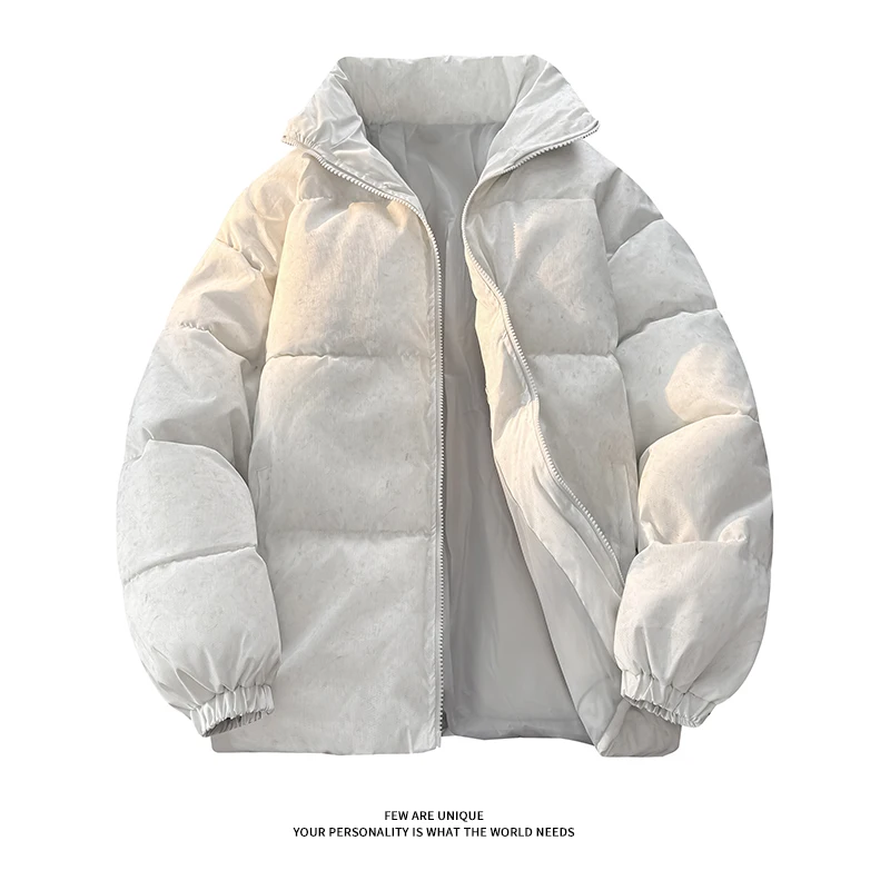 

Loose Men's Cotton Jaet without Hood Stand Collar Youth Faion Winter Clothes Pure Color Bread for Men And Women