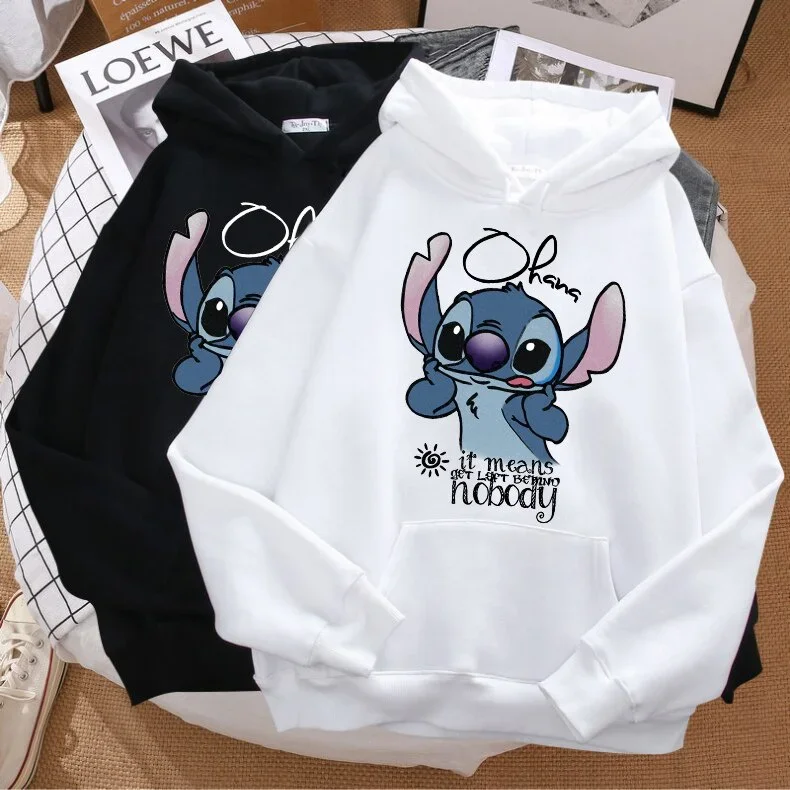 

Disney Stitch Hoodies Women Harajuku Pullovers Cute Unisex Casual Tops Hooded Sweatshirt