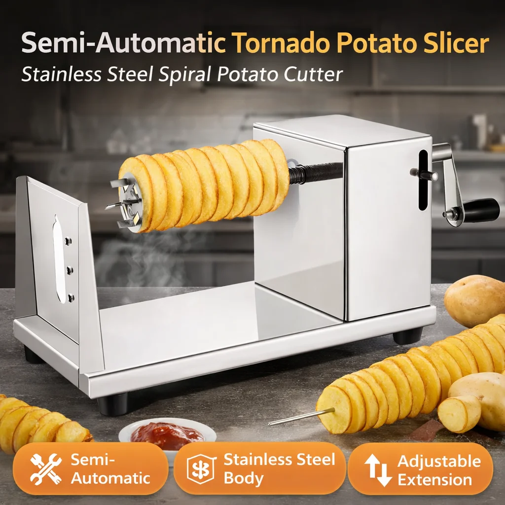 Manual Stainless Steel Spiral Potato Cutter Tornado French Fry Slicer Thickened Vegetable Twister Tool For Kitchen Home