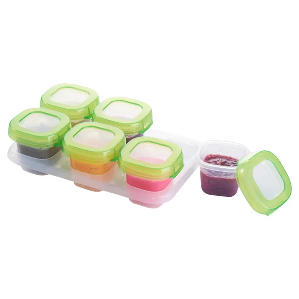 6Pcs Portable Fresh-Keeping Food Box Baby Food Container Microwave Freezer Dishwasher Safe Lightweight Storage Case for Travel